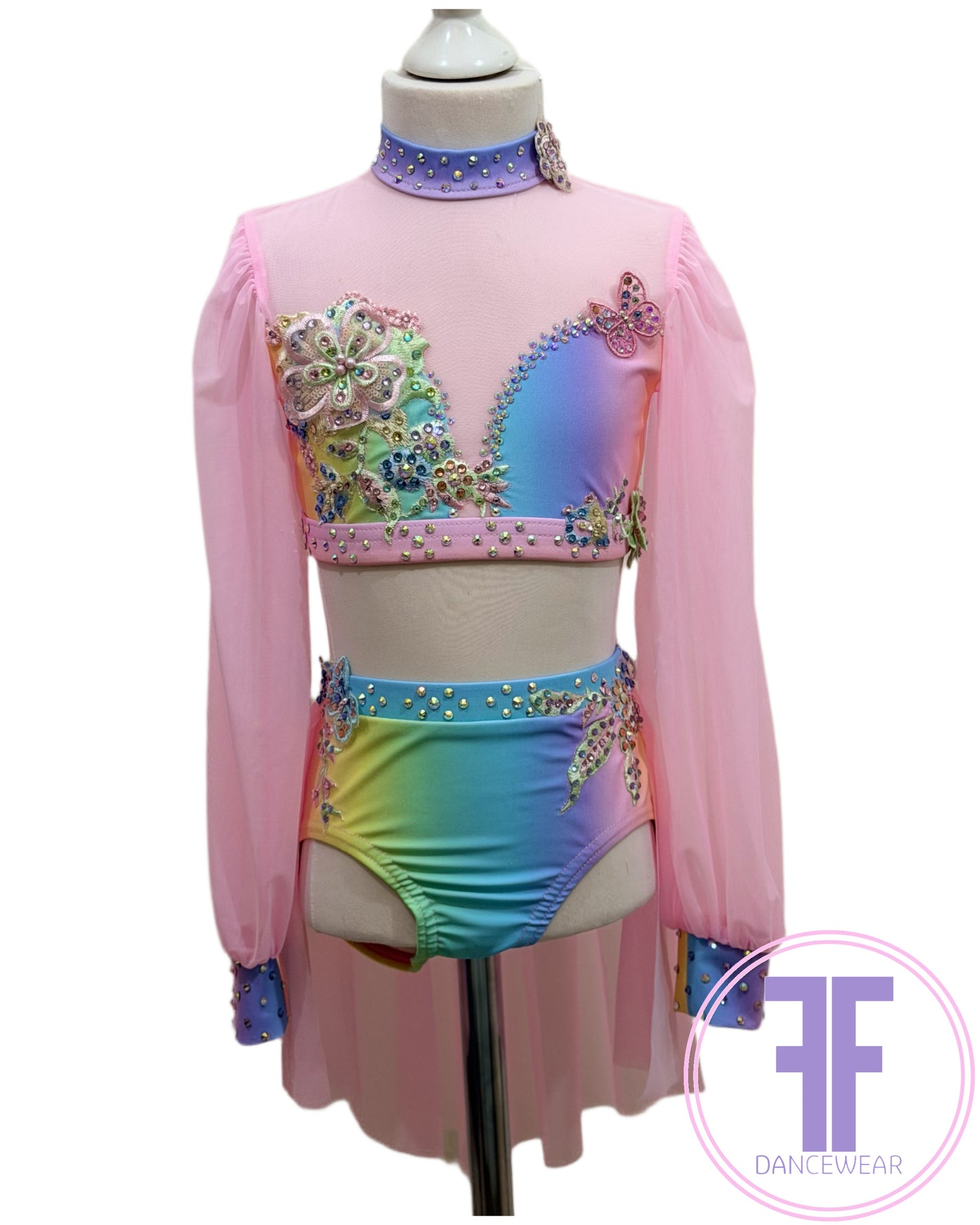 BESPOKE Rainbow Stoned Lyrical / Contemporary Two Piece (5/6yrs)