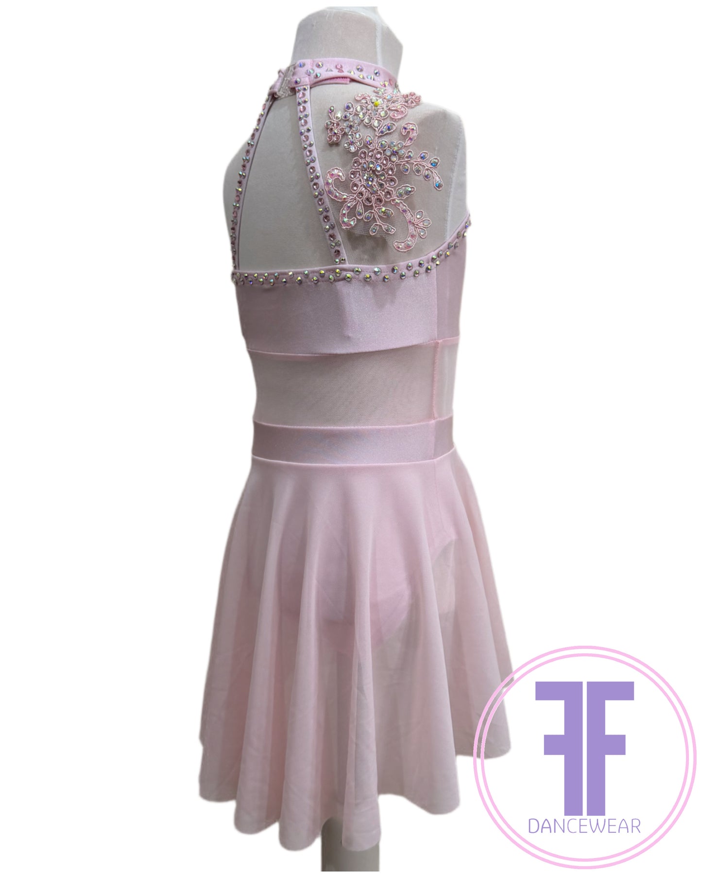 BESPOKE Sugar Pink Stoned Lyrical / Contemporary Dance Costume (5/6yrs)