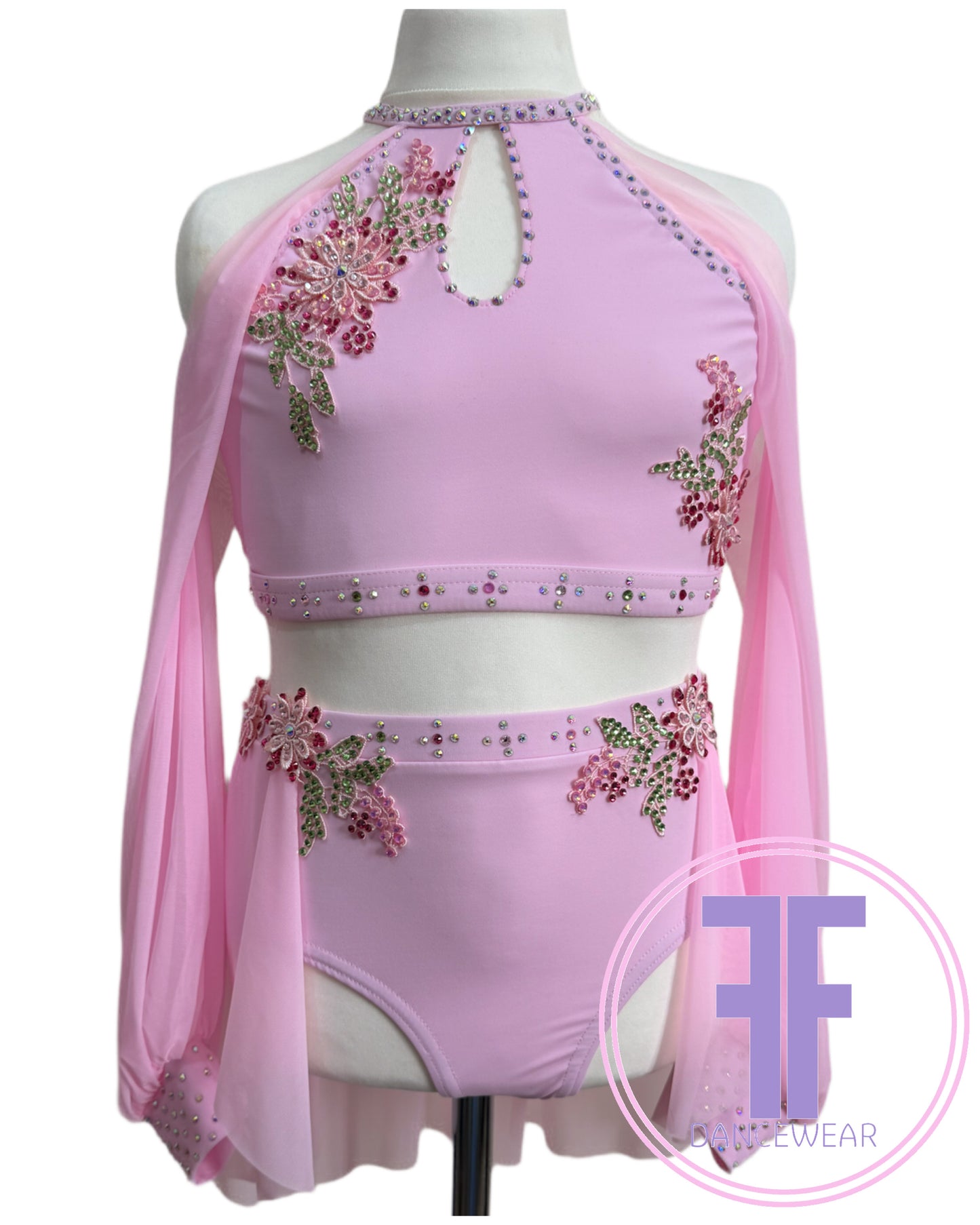 BESPOKE Pink Stoned Lyrical / Contemporary Dance Costume (11/12 yrs)