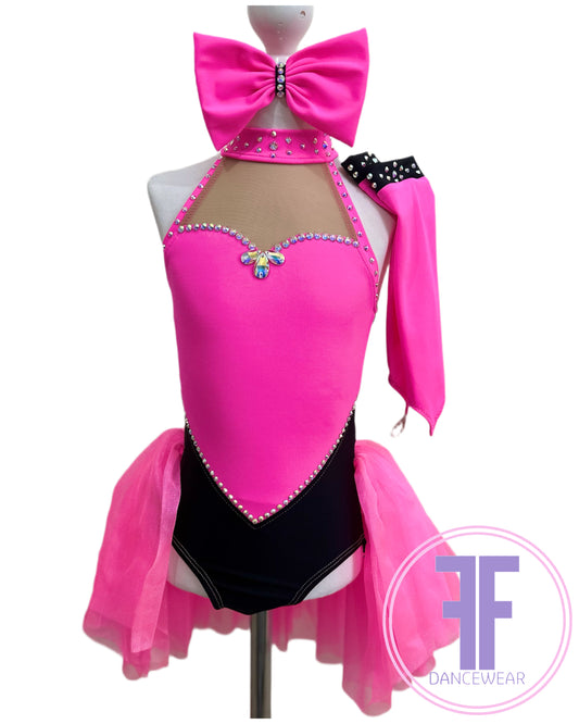 Pink Heart Stoned Modern / Jazz / Tap Dance Costume (5/6 yrs)
