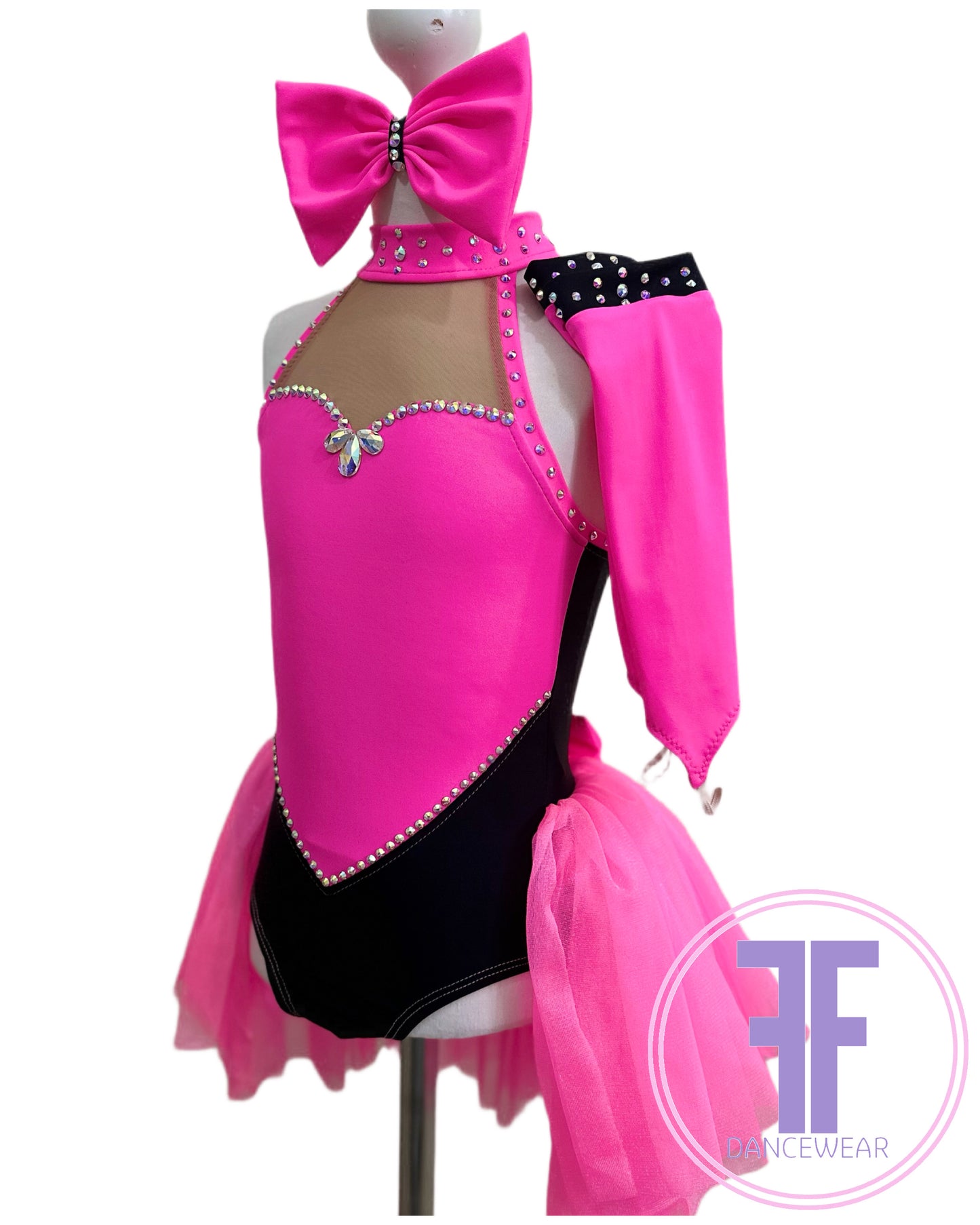 Pink Heart Stoned Modern / Jazz / Tap Dance Costume (5/6 yrs)