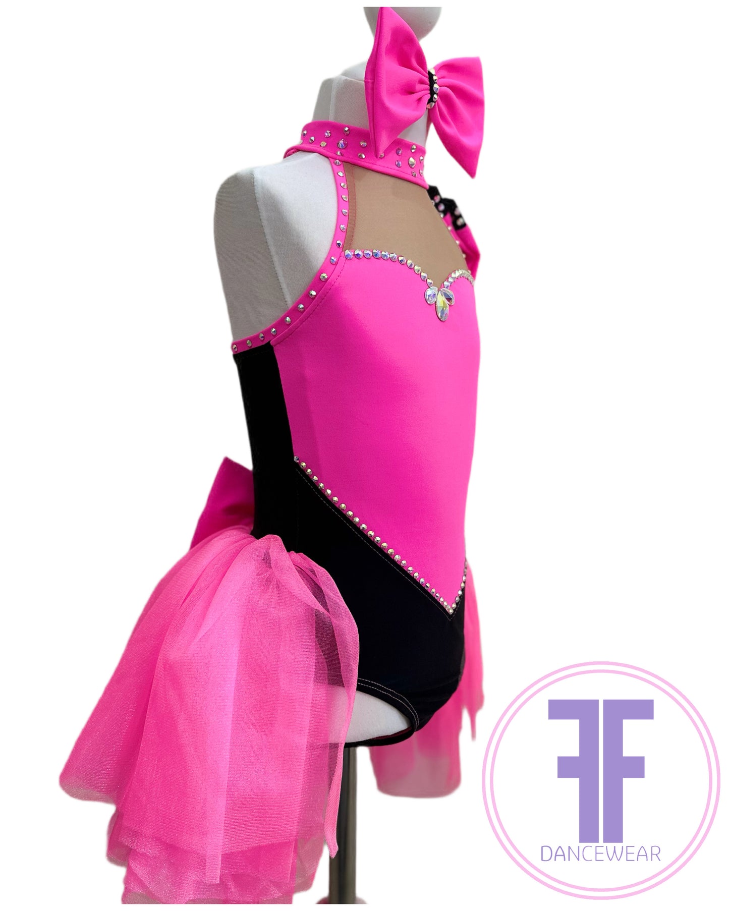 Pink Heart Stoned Modern / Jazz / Tap Dance Costume (5/6 yrs)