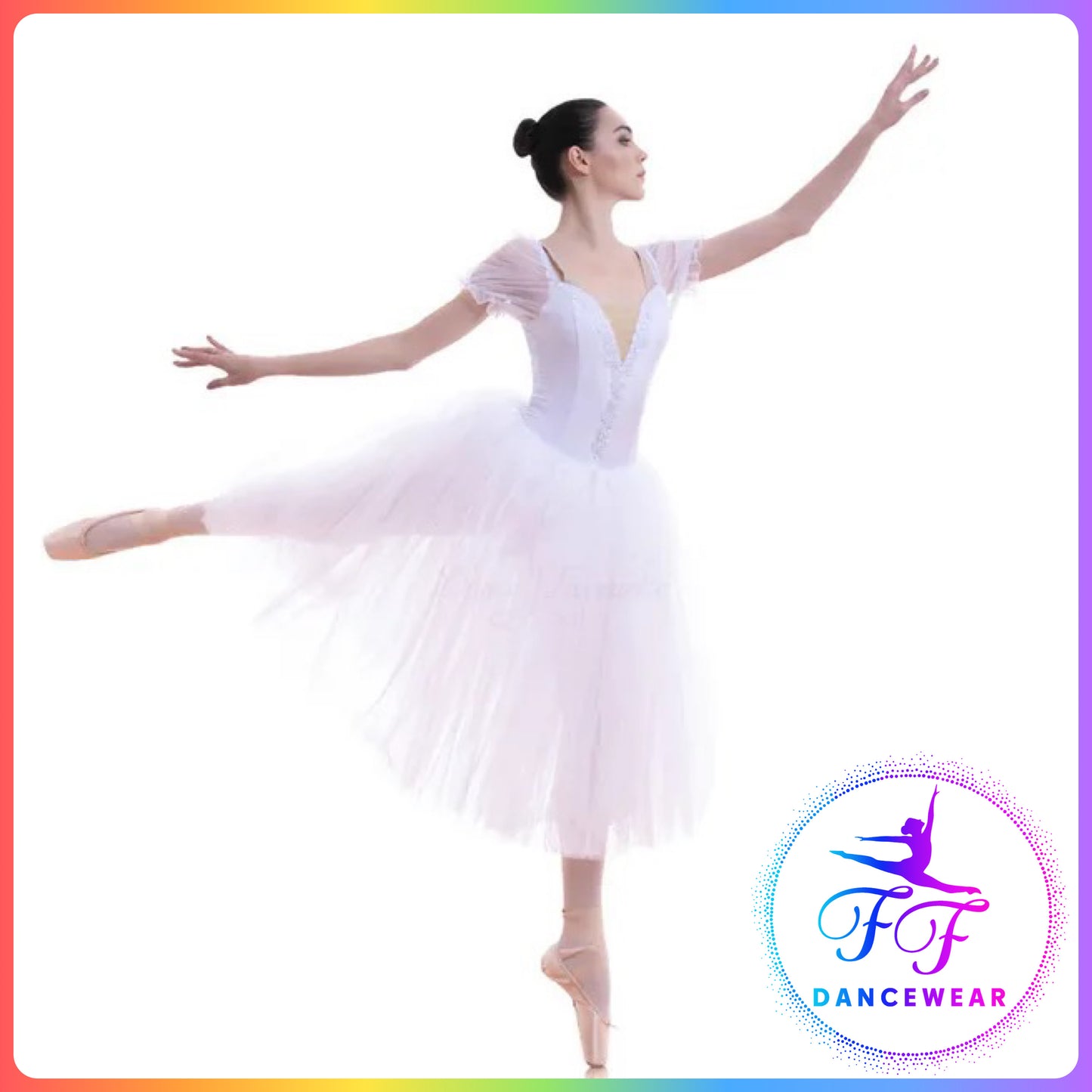 White Puff Sleeve Romantic Ballet Tutu