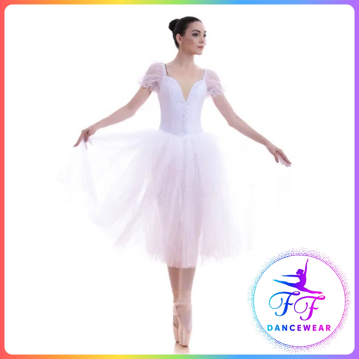 White Puff Sleeve Romantic Ballet Tutu