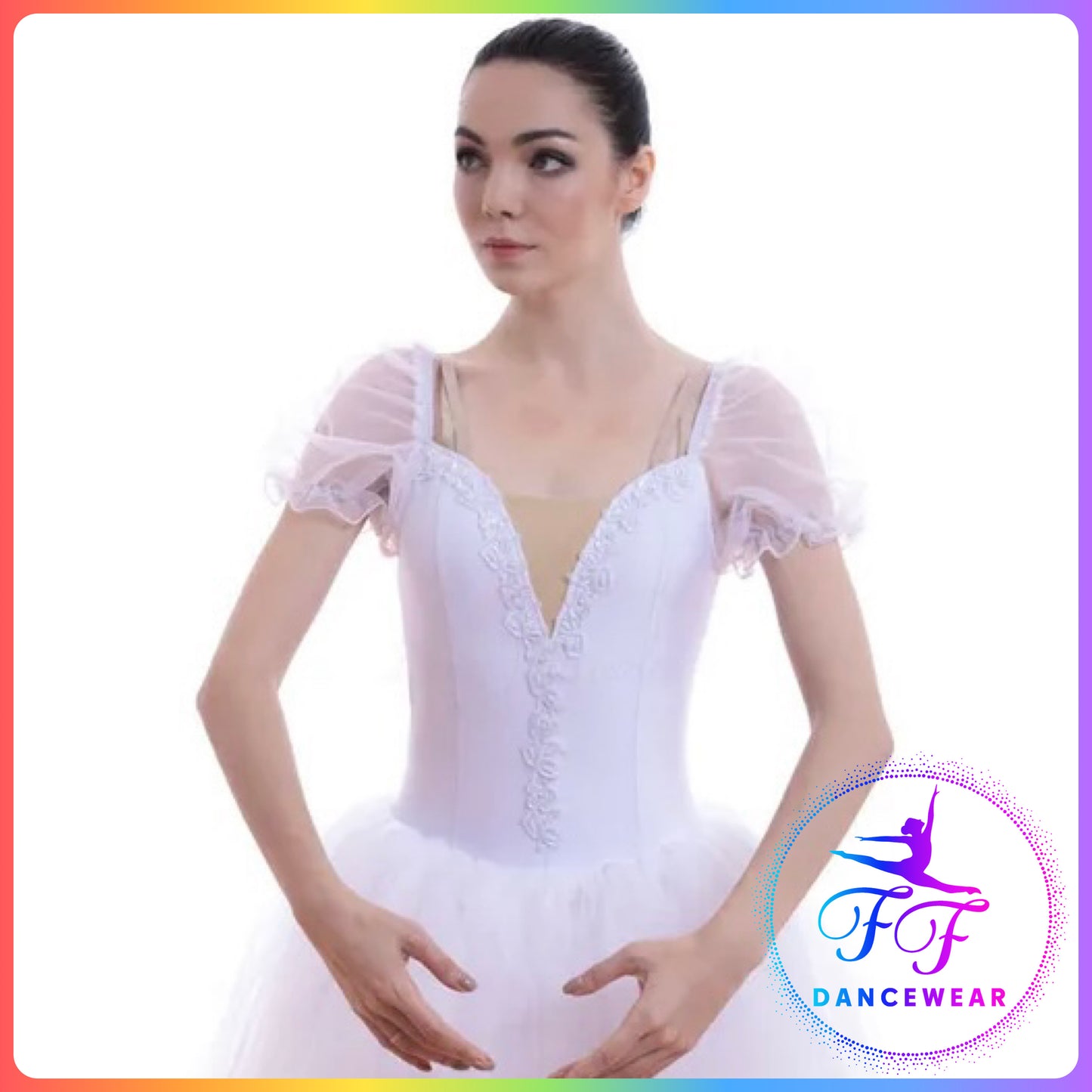 White Puff Sleeve Romantic Ballet Tutu