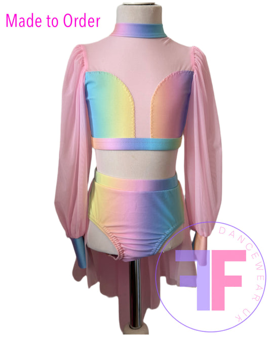 ANNA - Pastel Rainbow Sleeved Crop & Pants (Child & Adult Sizes)