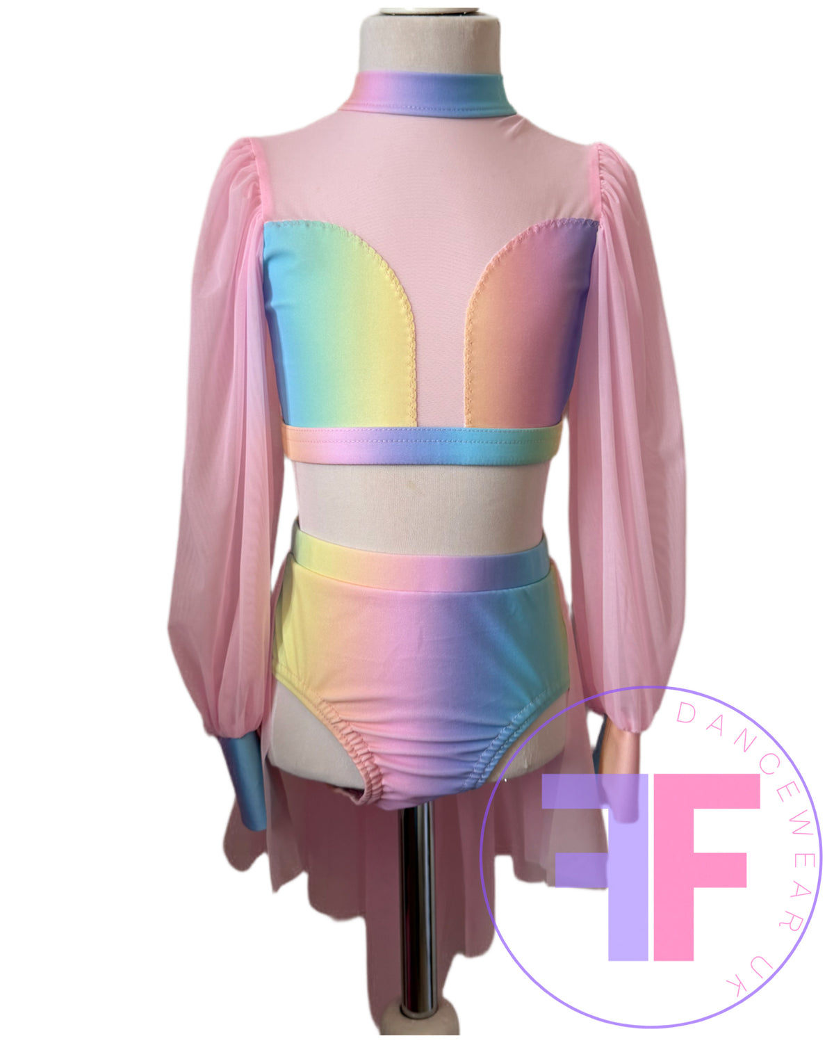 ANNA - Pastel Rainbow Sleeved Crop & Pants (Child & Adult Sizes)