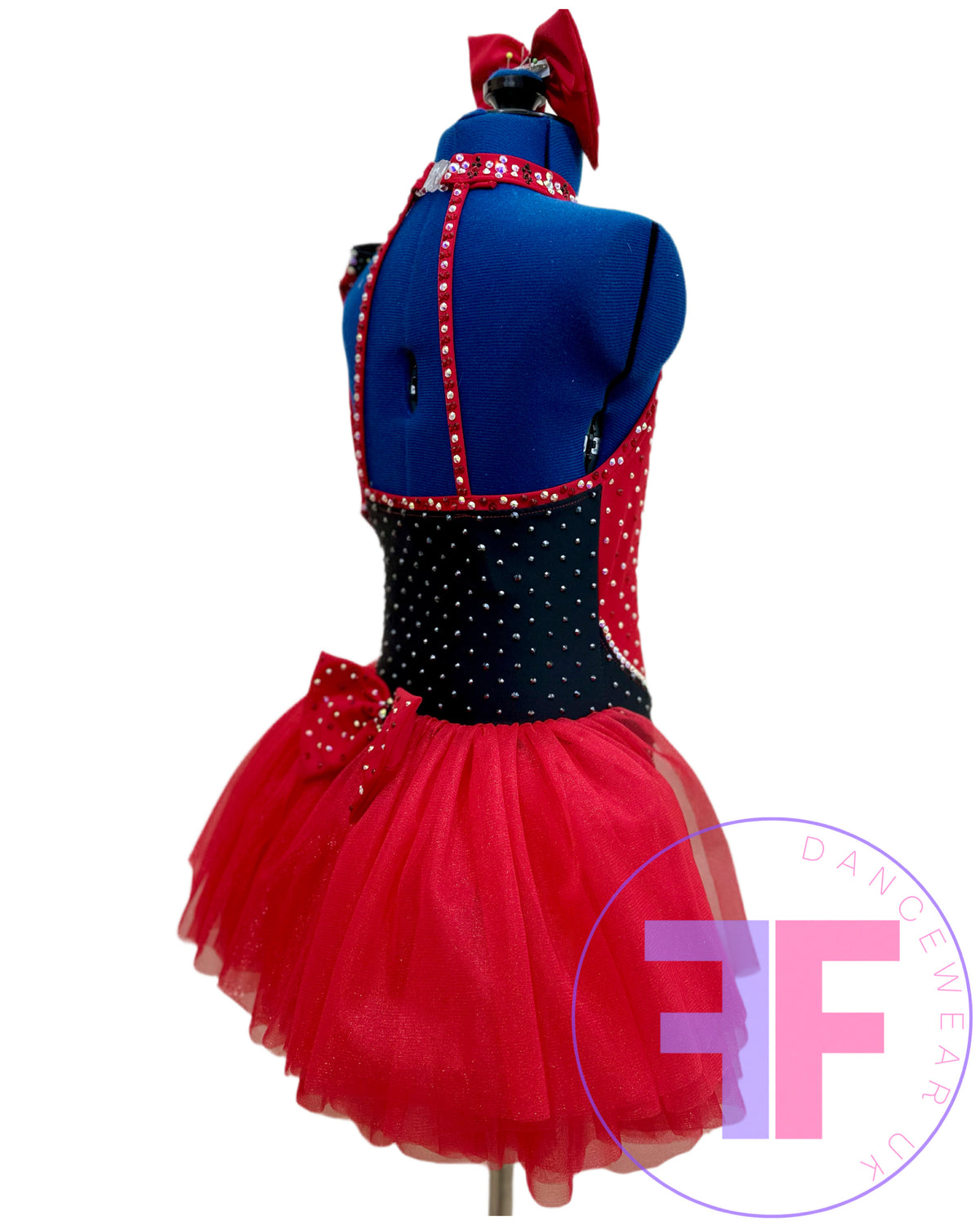 Red Heart & Black Stoned Modern / Jazz / Tap Dance Costume (7/8 yrs)