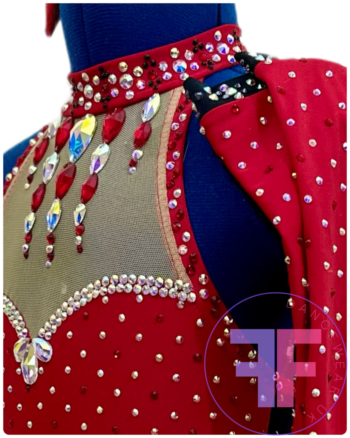 Red Heart & Black Stoned Modern / Jazz / Tap Dance Costume (7/8 yrs)