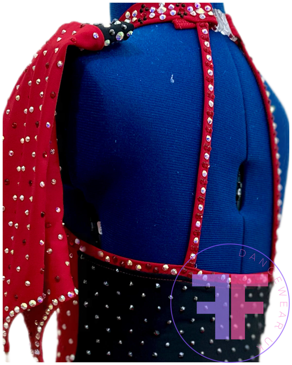 Red Heart & Black Stoned Modern / Jazz / Tap Dance Costume (7/8 yrs)