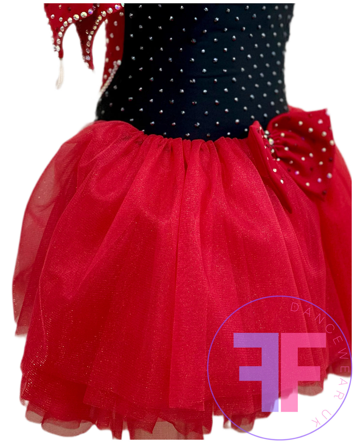 Red Heart & Black Stoned Modern / Jazz / Tap Dance Costume (7/8 yrs)