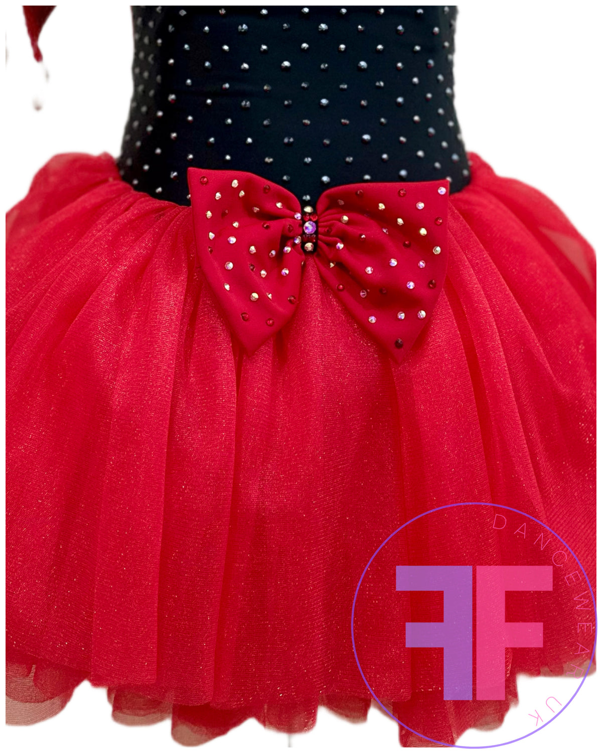 Red Heart & Black Stoned Modern / Jazz / Tap Dance Costume (7/8 yrs)