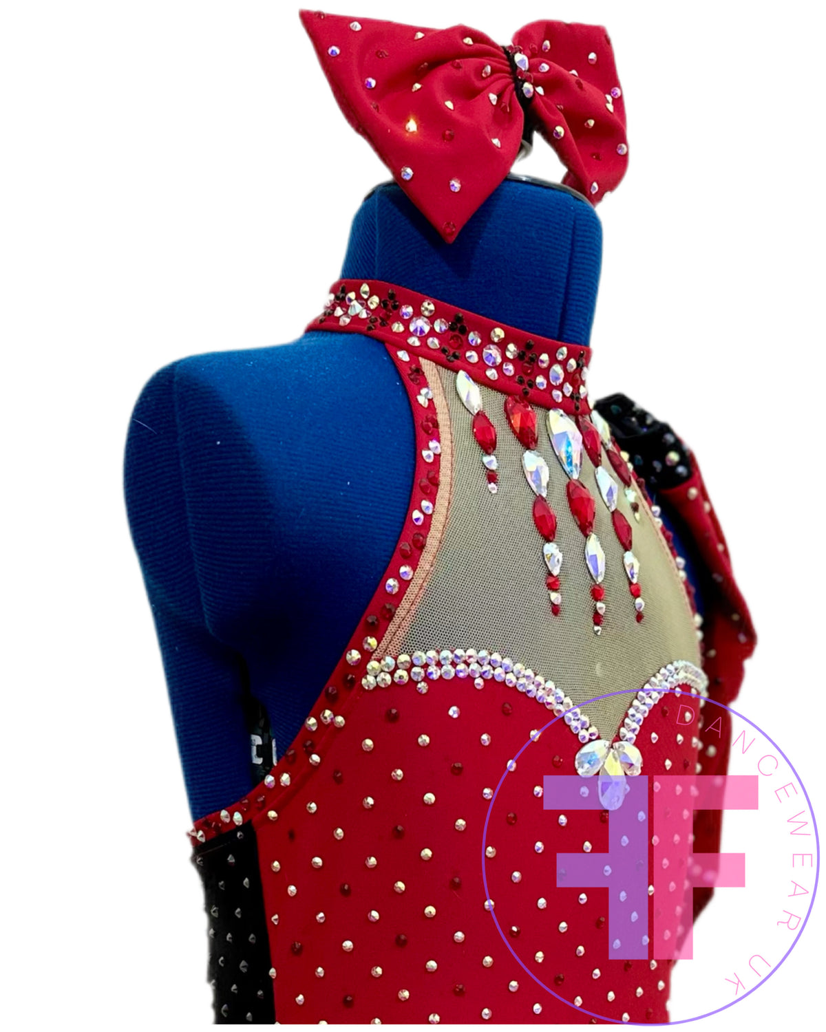 Red Heart & Black Stoned Modern / Jazz / Tap Dance Costume (7/8 yrs)