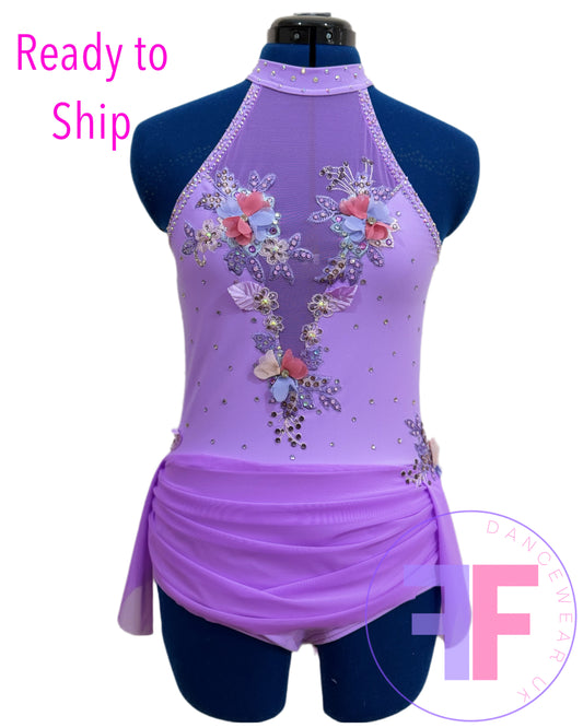 Bespoke Violet Purple Stoned Lyrical / Contemporary Dance Costume (AS)