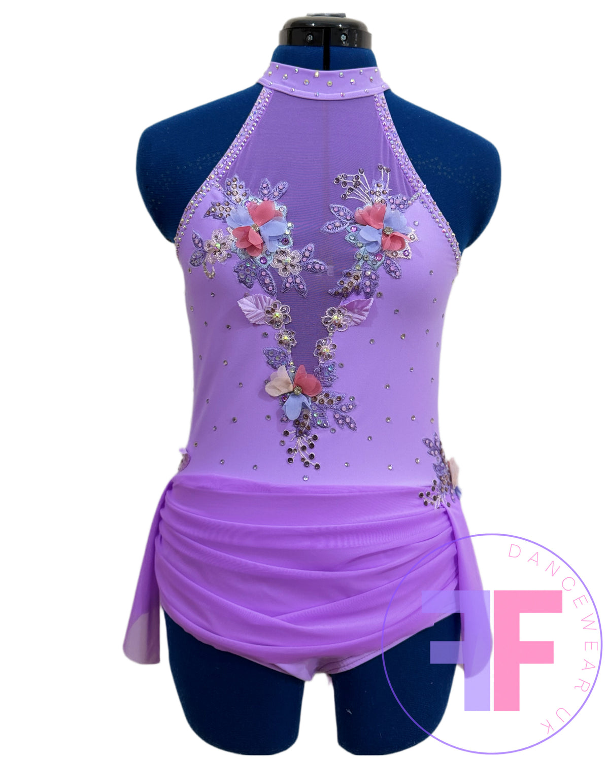 Bespoke Violet Purple Stoned Lyrical / Contemporary Dance Costume (AS)