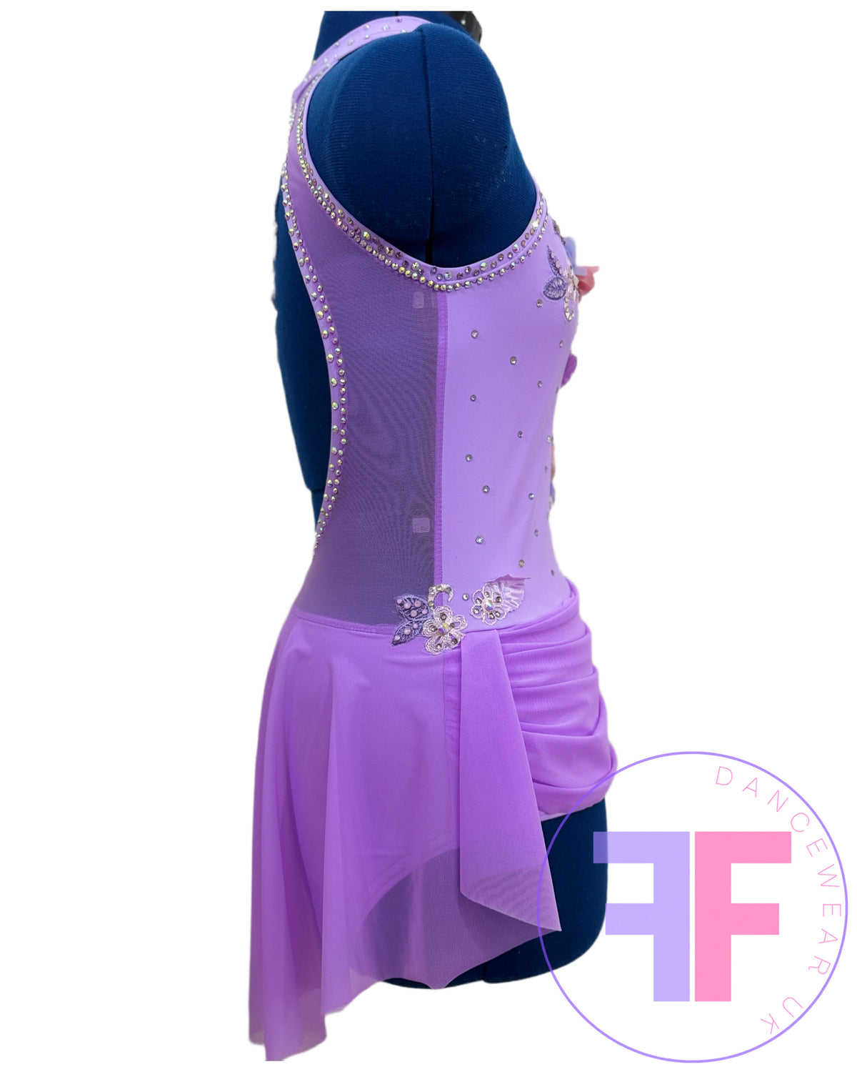 Bespoke Violet Purple Stoned Lyrical / Contemporary Dance Costume (AS)