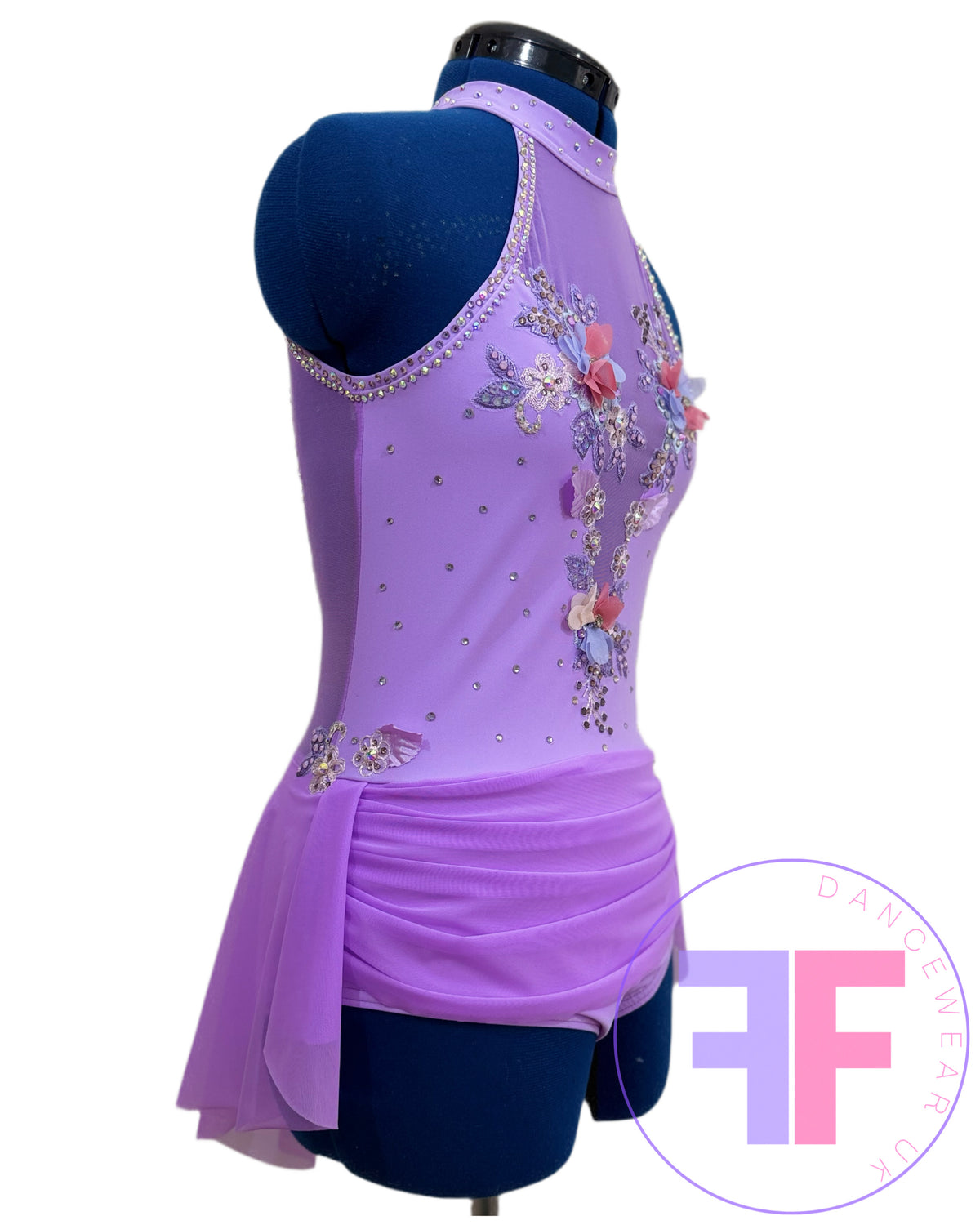 Bespoke Violet Purple Stoned Lyrical / Contemporary Dance Costume (AS)