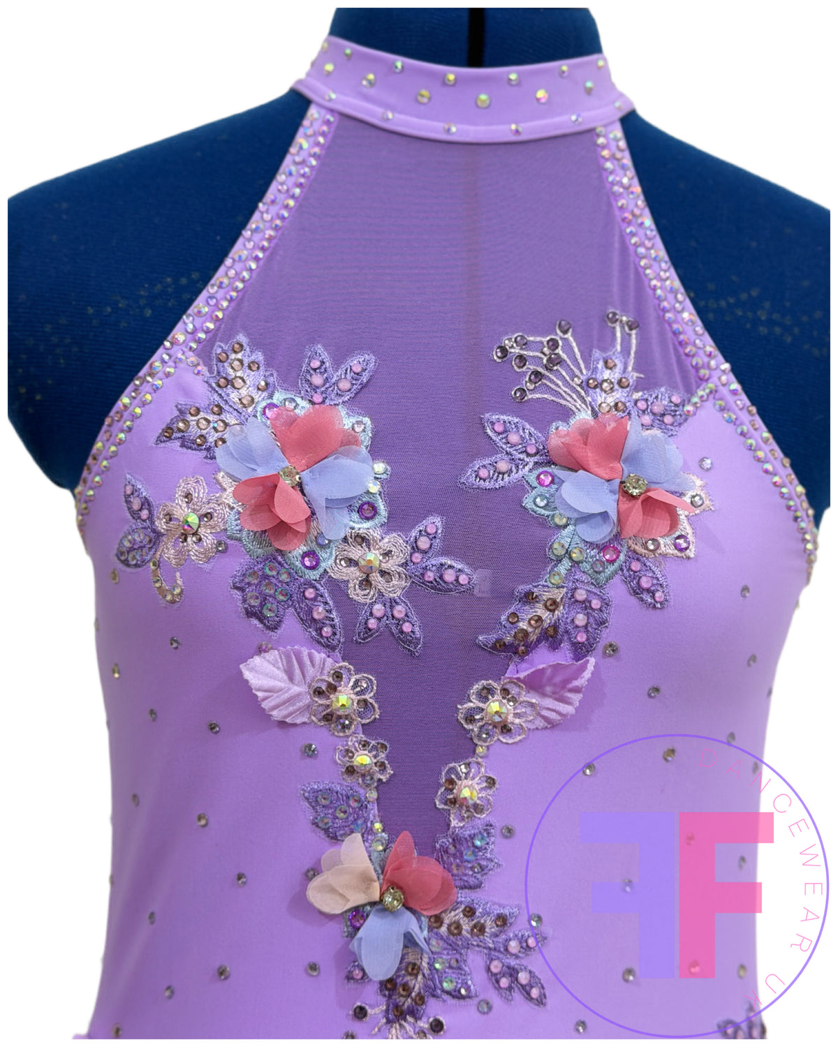 Bespoke Violet Purple Stoned Lyrical / Contemporary Dance Costume (AS)