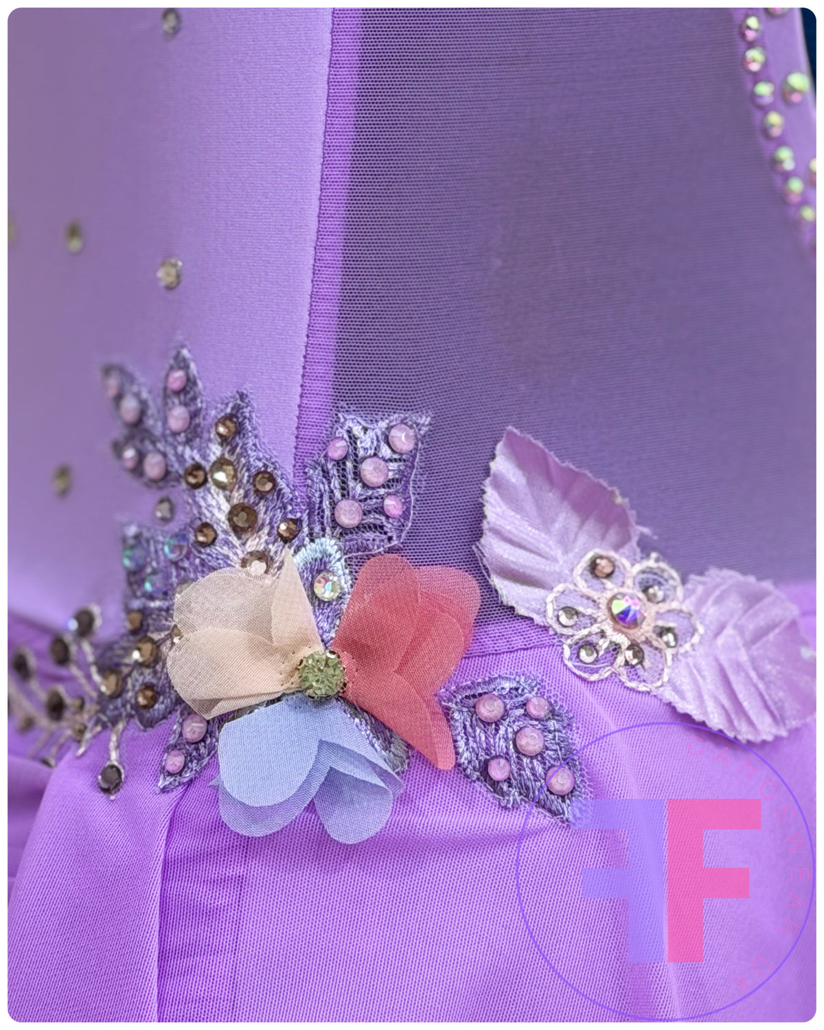 Bespoke Violet Purple Stoned Lyrical / Contemporary Dance Costume (AS)