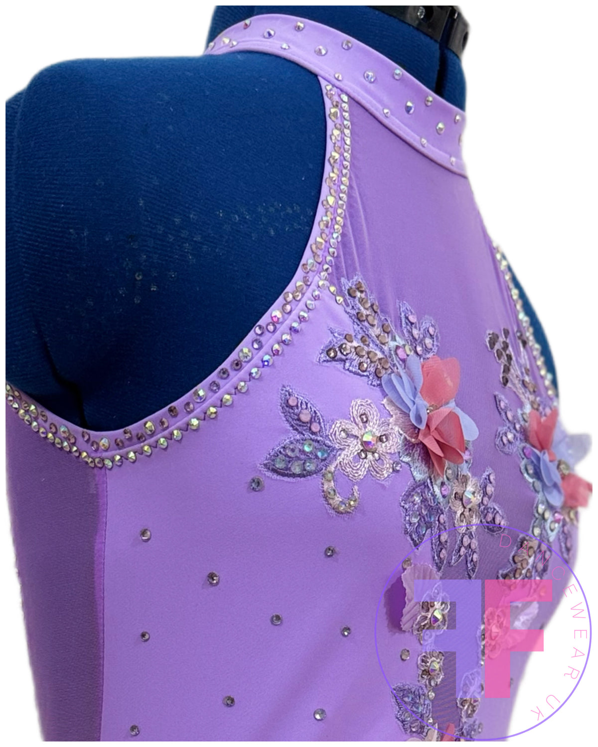 Bespoke Violet Purple Stoned Lyrical / Contemporary Dance Costume (AS)