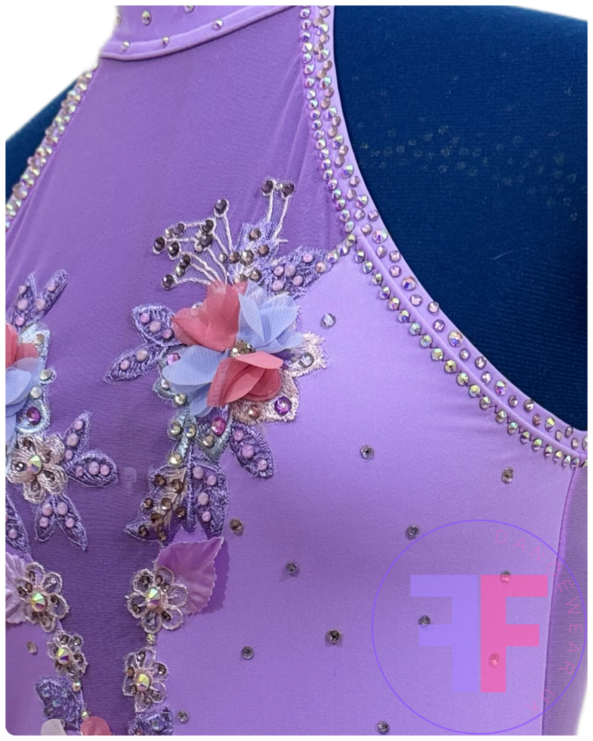 Bespoke Violet Purple Stoned Lyrical / Contemporary Dance Costume (AS)