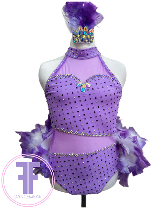BESPOKE Lilac Stoned Modern / Jazz / Tap Dance Costume (11/12 yrs)