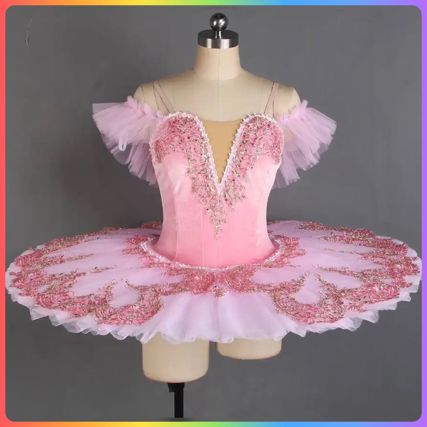 Pink Velvet Off the Shoulder Professional Ballet Pancake Tutu (Child & Adult Sizes)