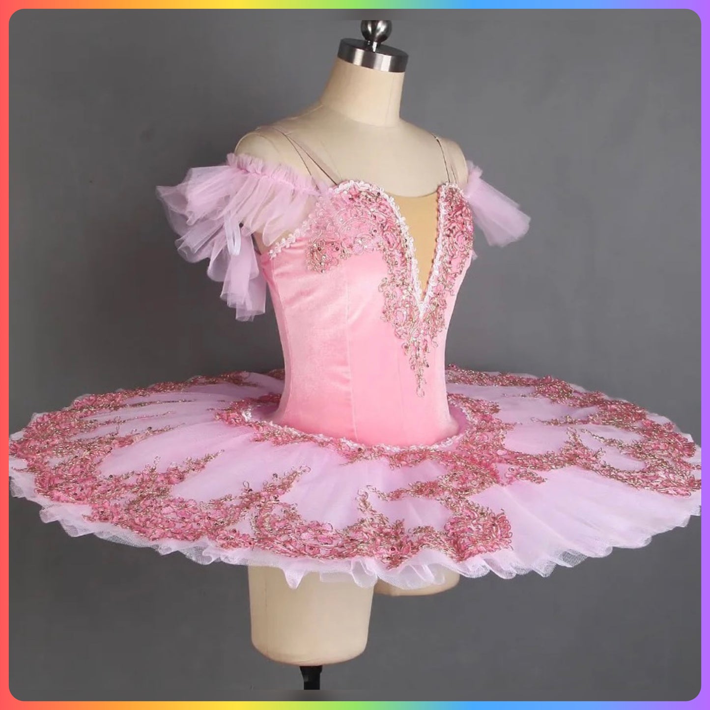 Pink Velvet Off the Shoulder Professional Ballet Pancake Tutu (Child & Adult Sizes)