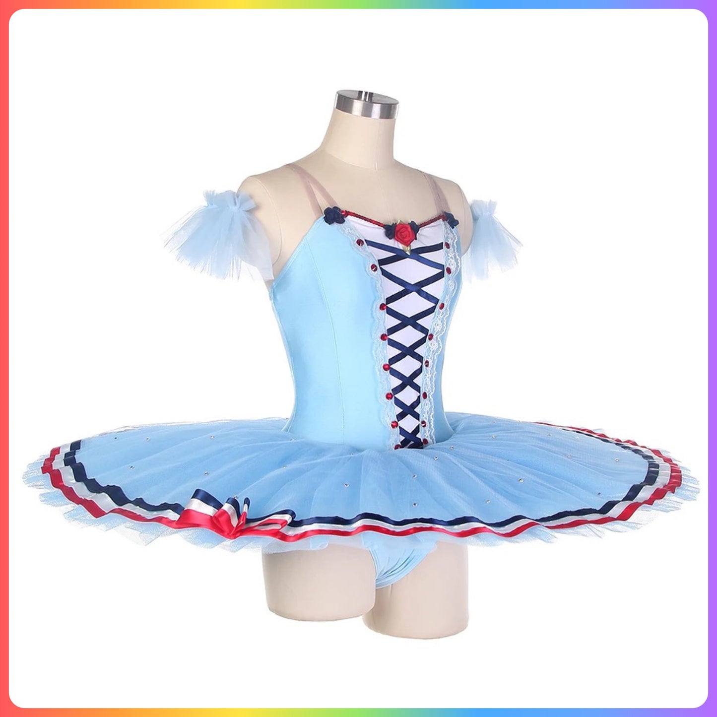 Sky Blue Lace Front Professional Ballet Pancake Tutu (Child & Adult Sizes)