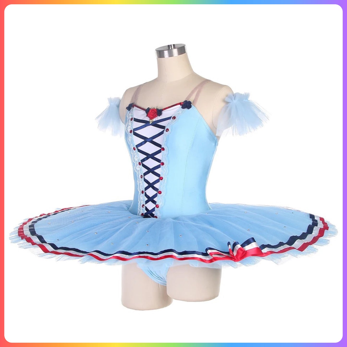 Sky Blue Lace Front Professional Ballet Pancake Tutu (Child & Adult Sizes)