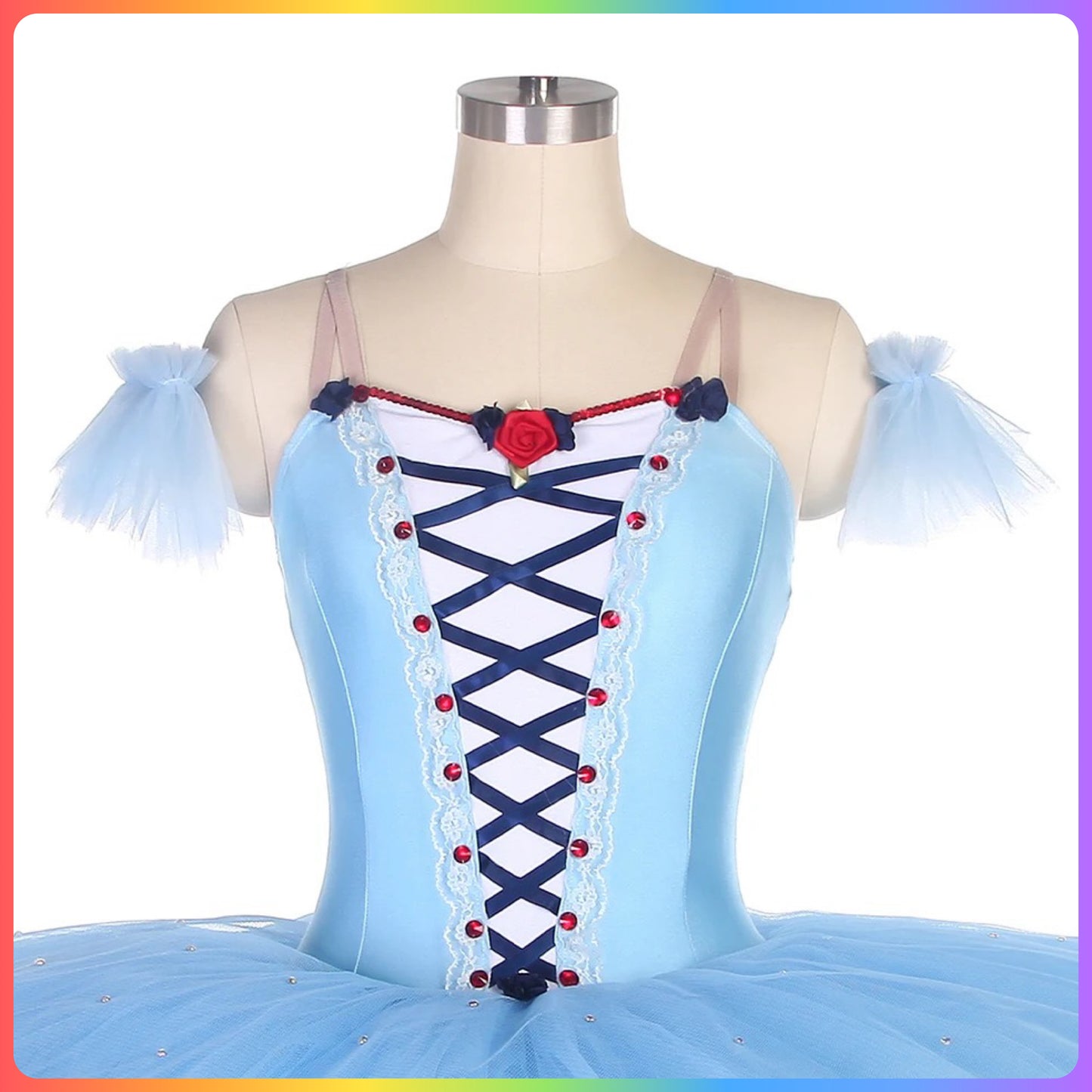 Sky Blue Lace Front Professional Ballet Pancake Tutu (Child & Adult Sizes)