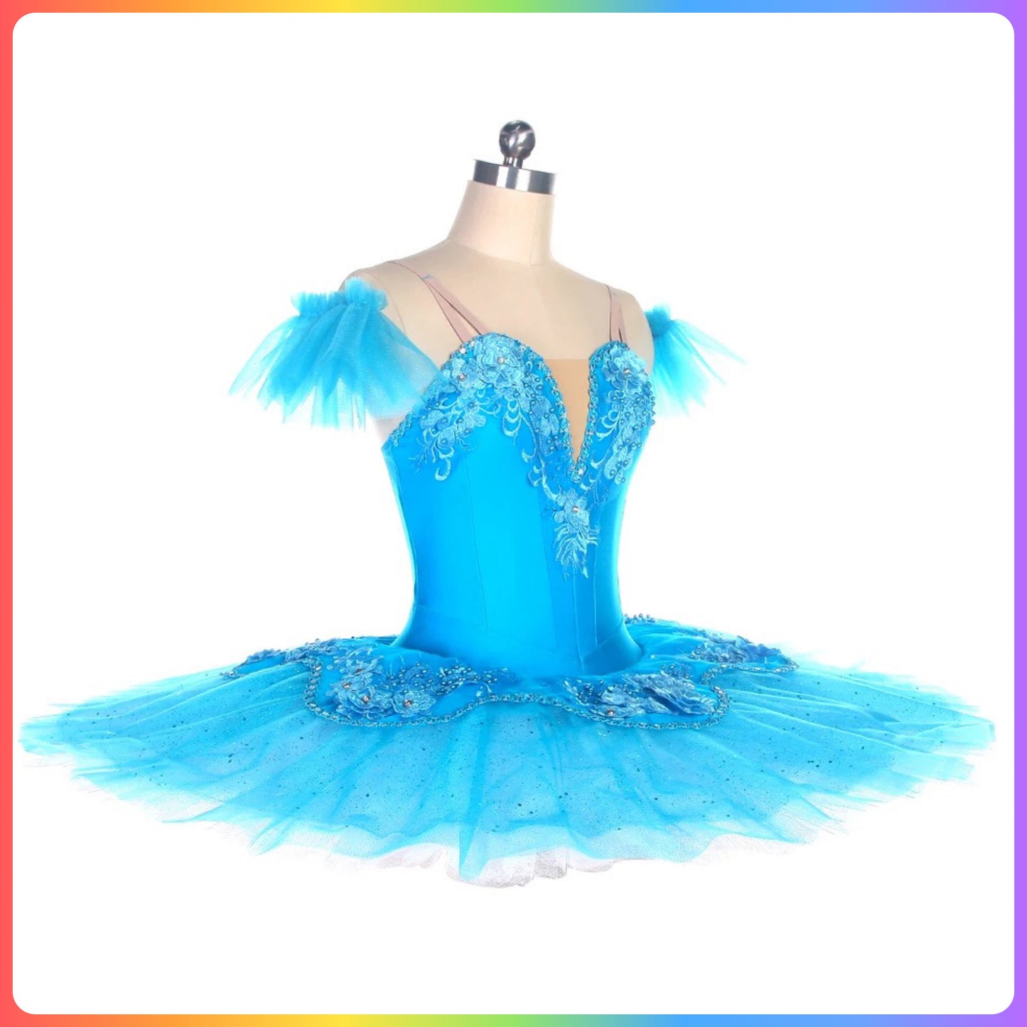 Sea Blue Floral Professional Ballet Pancake Tutu (Child & Adult Sizes)