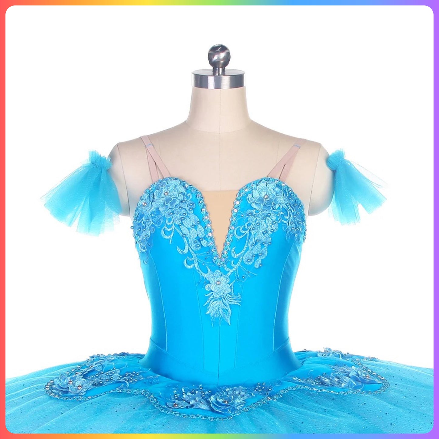 Sea Blue Floral Professional Ballet Pancake Tutu (Child & Adult Sizes)