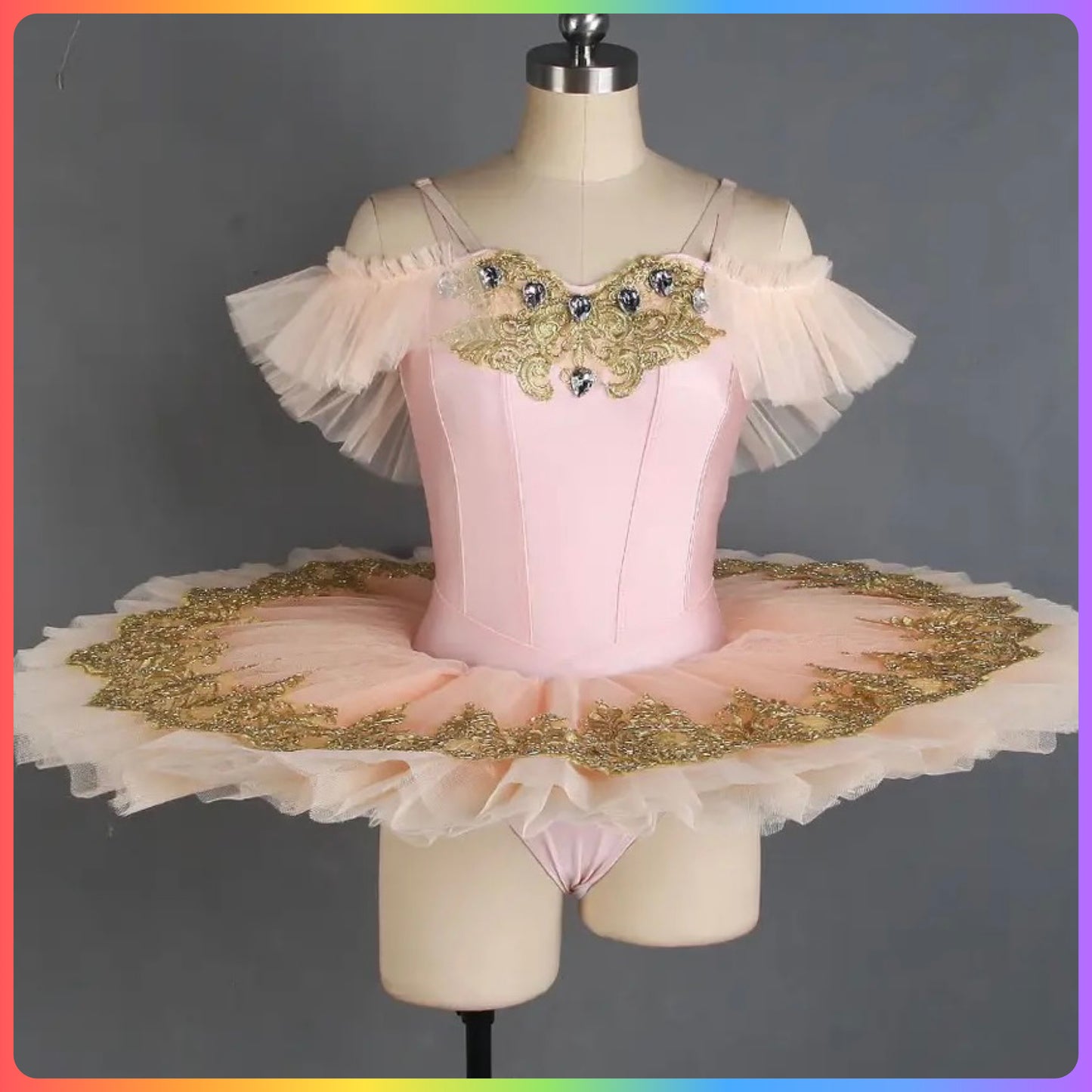 Pale Pink & Gold Professional Ballet Pancake Tutu (Child & Adult Sizes)
