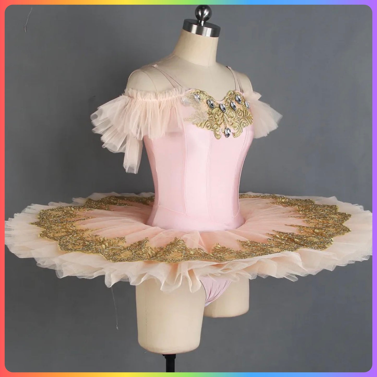 Pale Pink & Gold Professional Ballet Pancake Tutu (Child & Adult Sizes)