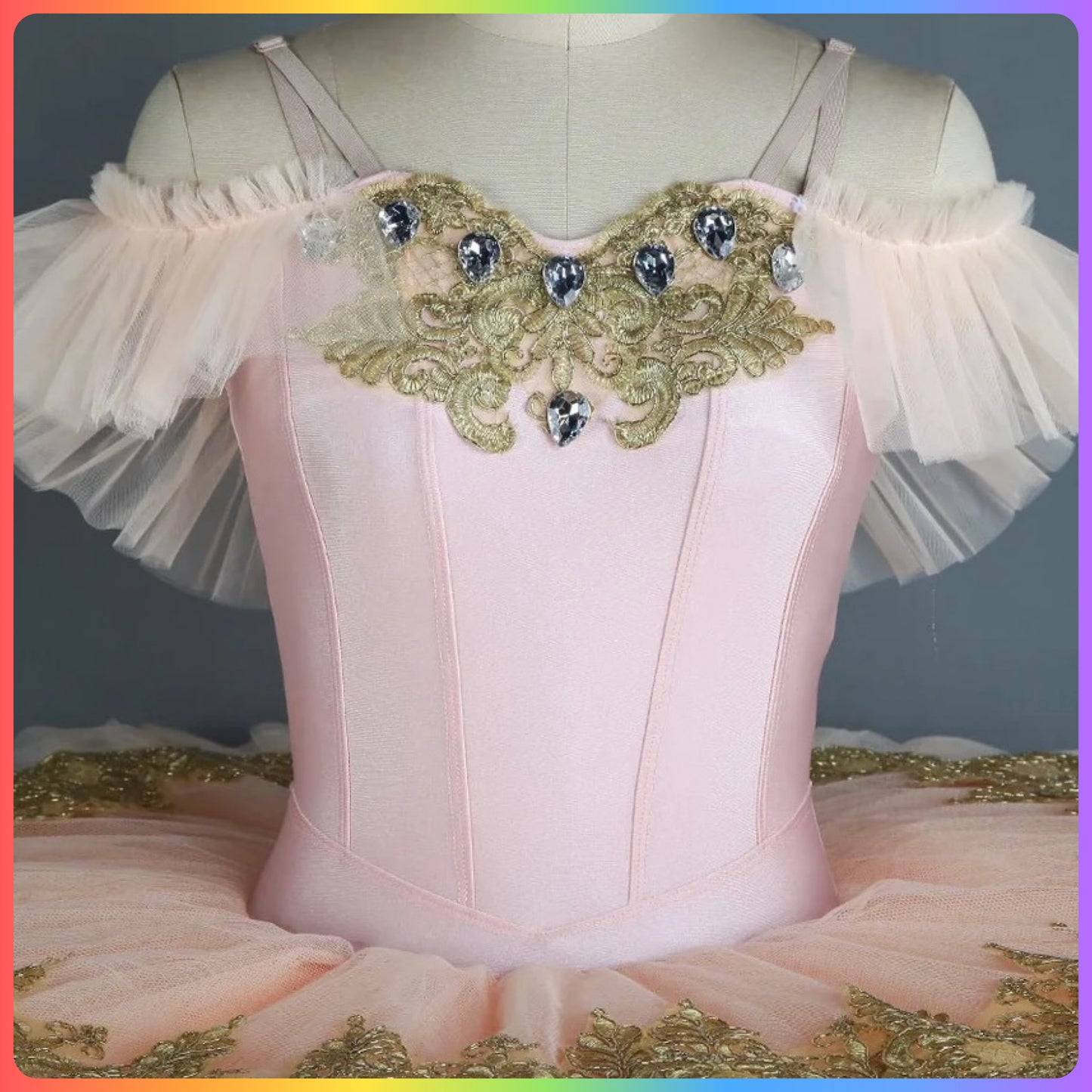 Pale Pink & Gold Professional Ballet Pancake Tutu (Child & Adult Sizes)