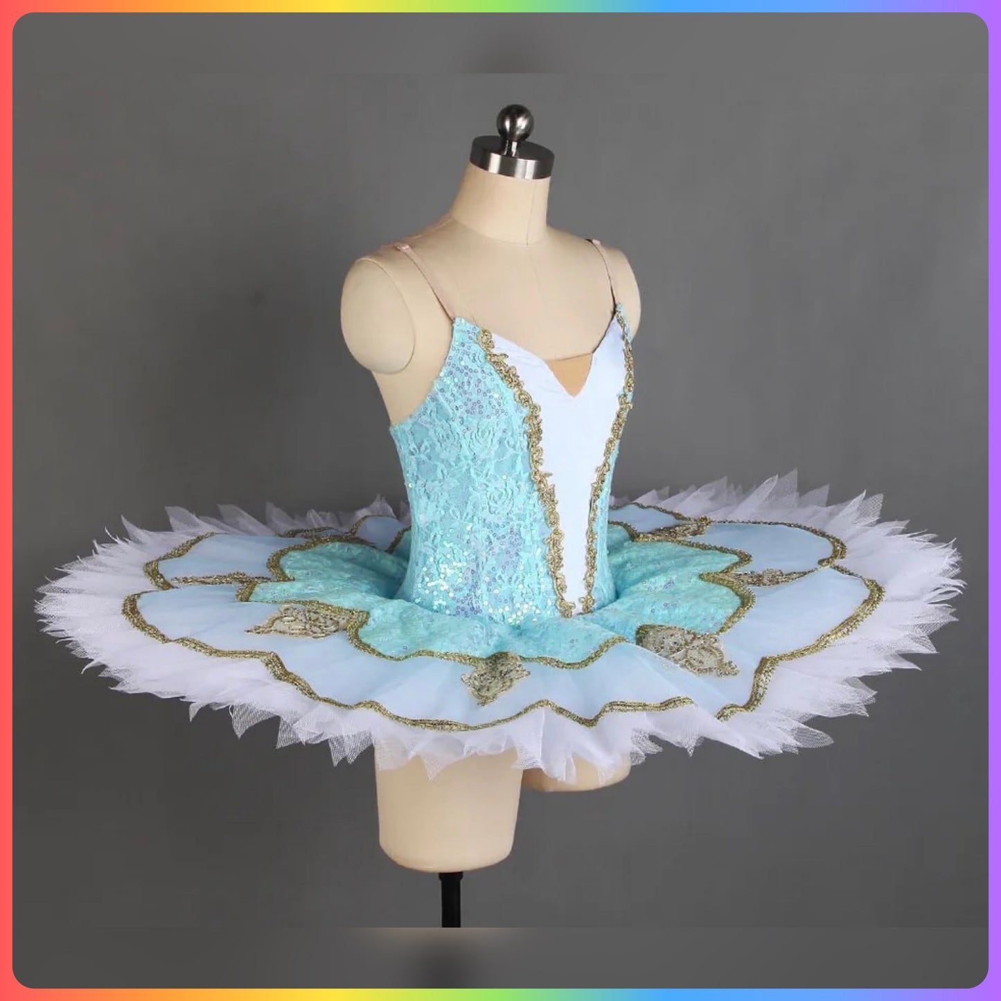 Pale Blue Sequin Lace Professional Ballet Pancake Tutu (Child & Adult Sizes)