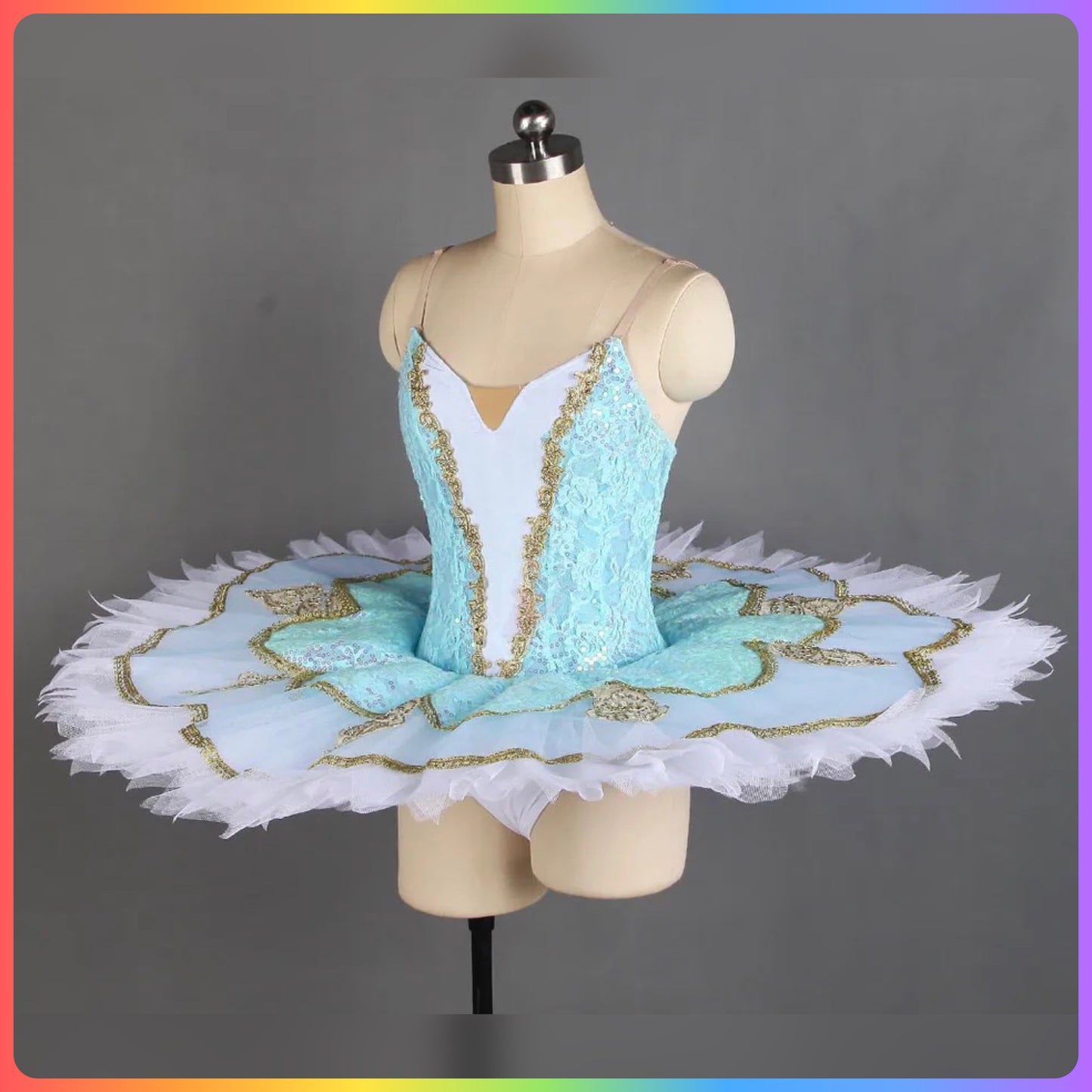 Pale Blue Sequin Lace Professional Ballet Pancake Tutu (Child & Adult Sizes)