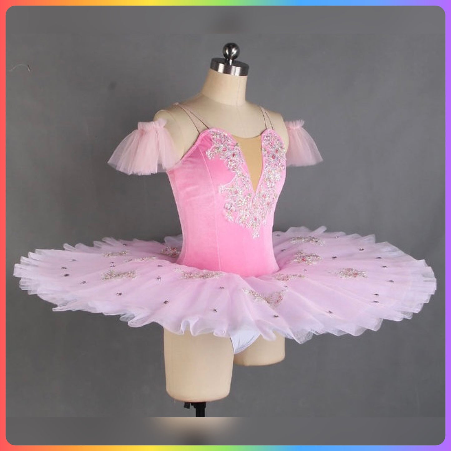 Velvet Floral White/Pink/Blue Professional Ballet Pancake Tutu (Child & Adult Sizes)