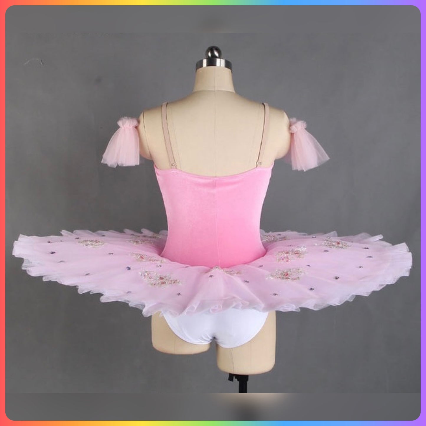 Velvet Floral White/Pink/Blue Professional Ballet Pancake Tutu (Child & Adult Sizes)