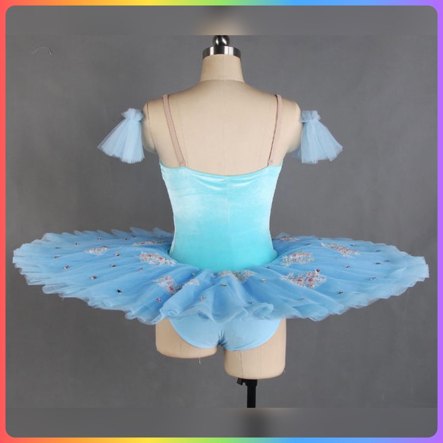 Velvet Floral White/Pink/Blue Professional Ballet Pancake Tutu (Child & Adult Sizes)