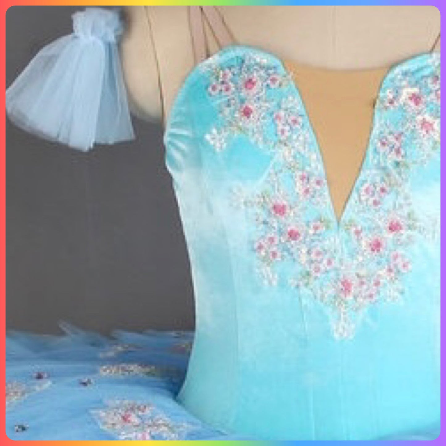 Velvet Floral White/Pink/Blue Professional Ballet Pancake Tutu (Child & Adult Sizes)