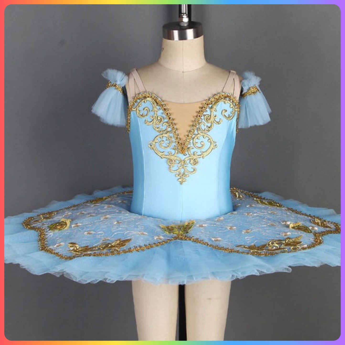 Pink/Blue & Gold Pre-Professional Ballet Pancake Tutu (Child & Adult Sizes)