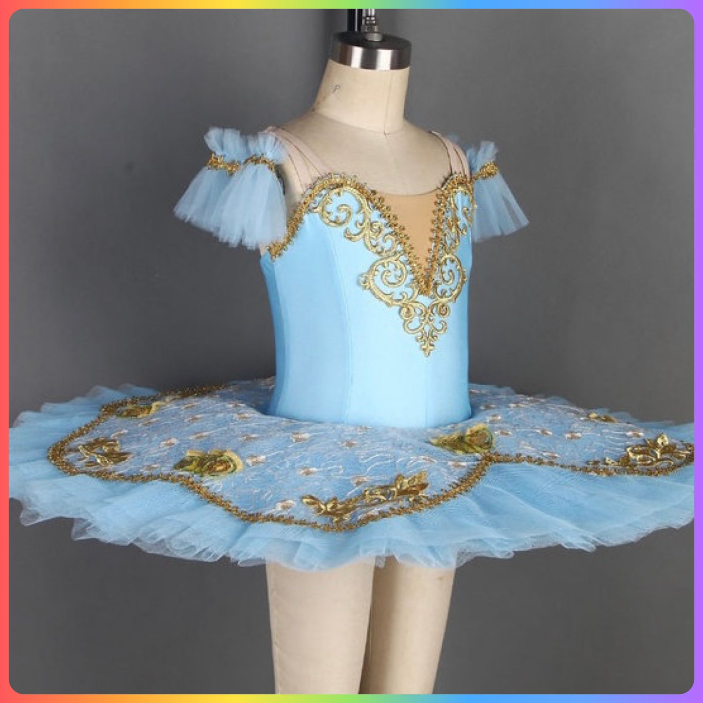 Pink/Blue & Gold Pre-Professional Ballet Pancake Tutu (Child & Adult Sizes)