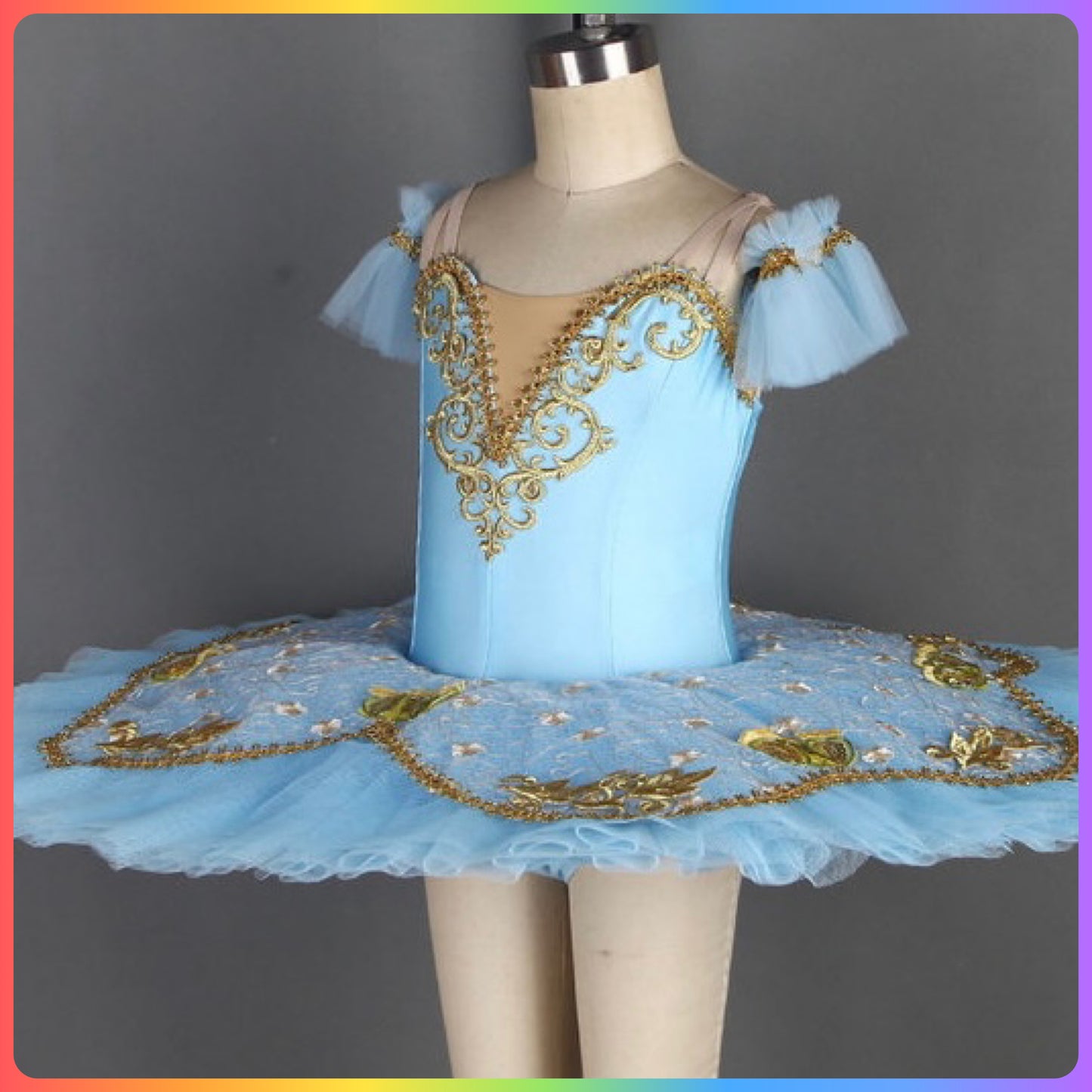 Pink/Blue & Gold Pre-Professional Ballet Pancake Tutu (Child & Adult Sizes)