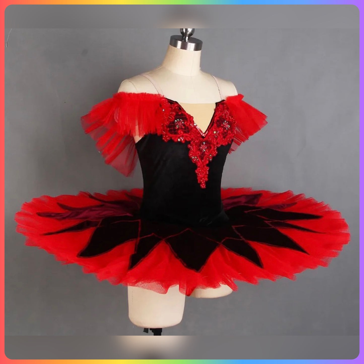 Red & Black Velvet Professional Ballet Pancake Tutu (Child & Adult Sizes)