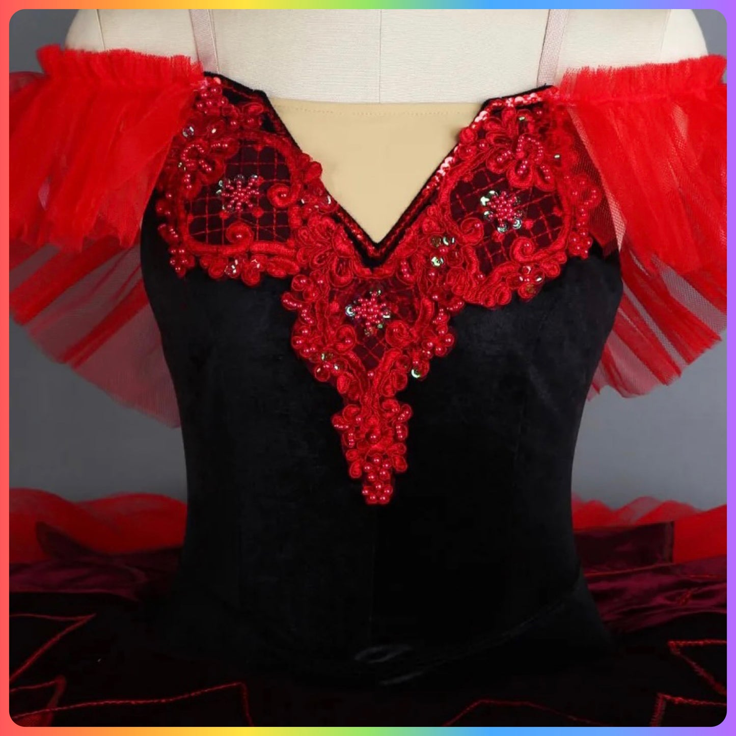 Red & Black Velvet Professional Ballet Pancake Tutu (Child & Adult Sizes)