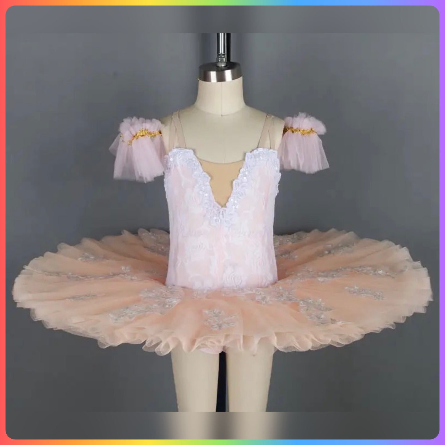 White Lace / Pink Professional Ballet Pancake Tutu (Child & Adult Sizes)