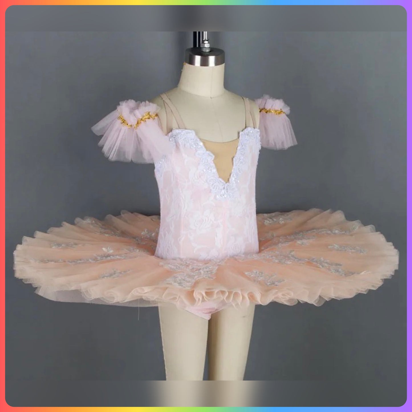 White Lace / Pink Professional Ballet Pancake Tutu (Child & Adult Sizes)