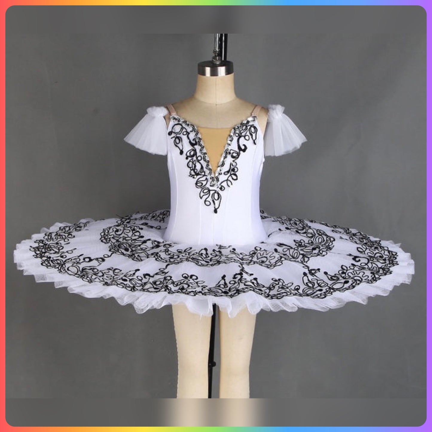 White/Black or Purple/Black Professional Ballet Pancake Tutu (Child & Adult Sizes)
